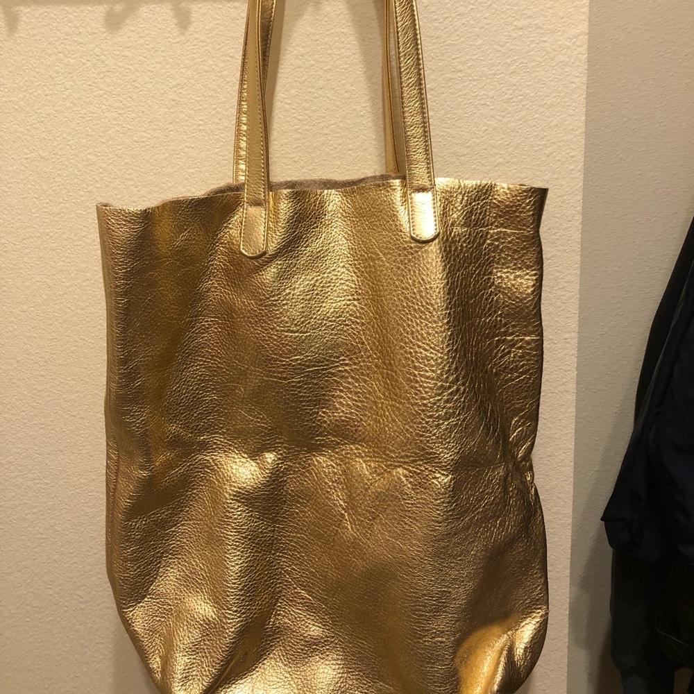 Baggu Leather Tote - Gold